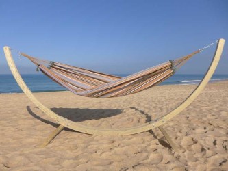 hamac avec support bois ocre jaune