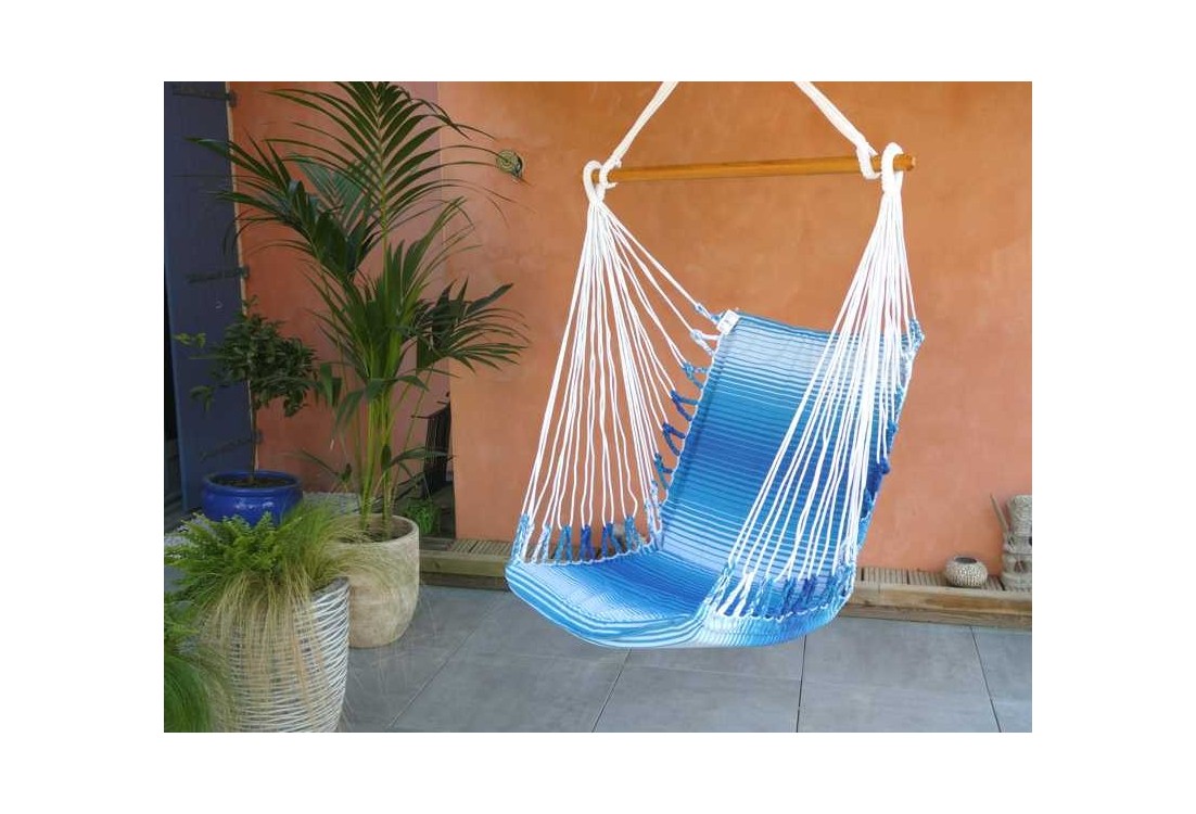 fauteuil hamac bleu blanc