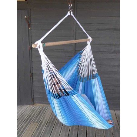 Hamac chaise bleu et blanc