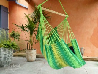 Chaise suspendue Banana Leaf - Hamac sur pied en bois, toiles de