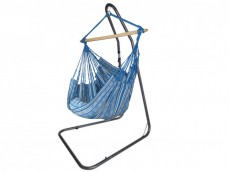 hamac chaise bleu support metal