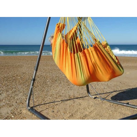 hamac chaise orange sur pied