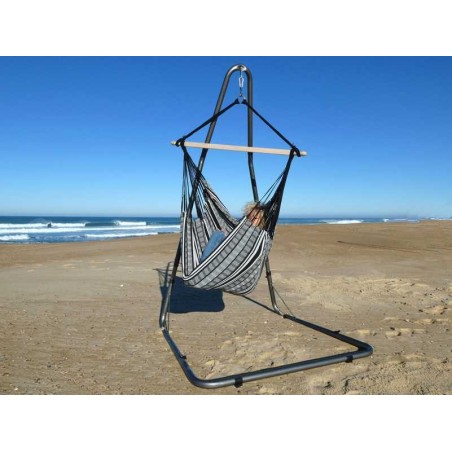 hamac chaise noir avec support