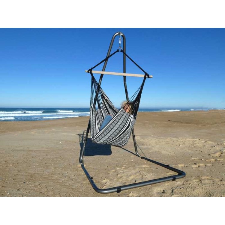 hamac chaise noir avec support