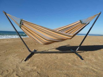 hamac et support ocre jaune