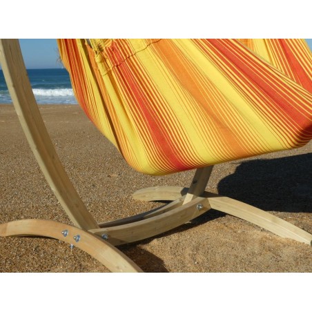 hamac-chaise jaune support bois
