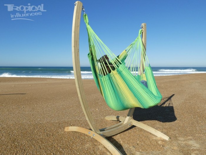 hamac-chaise verte avec support bois hamac-chaise verte avec support bois