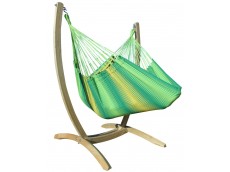 hamac-chaise verte avec support bois
