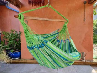 HAMAC CHAISE VERT ET BLEU