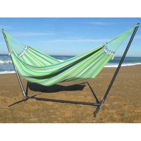 hamac L vert sur support metal sur fond blanc