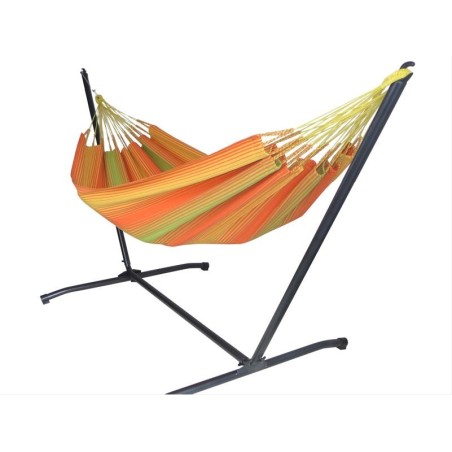 hamac vert jaune orange avec support metal
