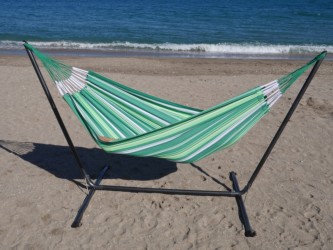 support metal avec hamac vert