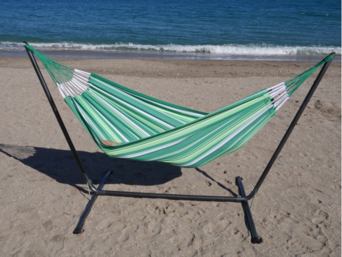 support metal avec hamac vert