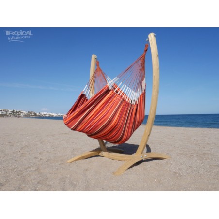 chaise hamac orange sur pied
