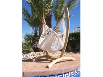 hamac chaise blanc sur pied en bois