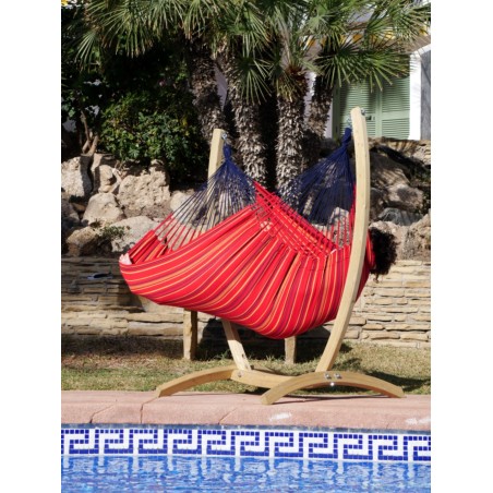 hamac chaise sur pied bois rouge