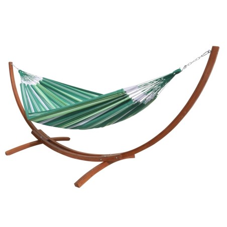 hamac vert et support bois