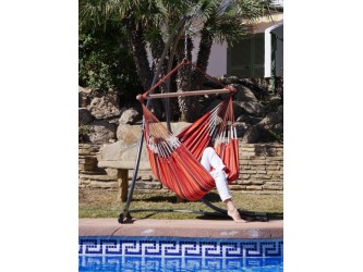 hamac chaise orange sur support