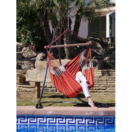 hamac chaise orange sur support