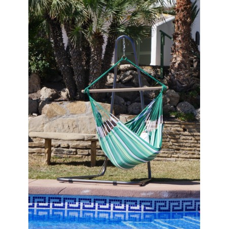 CHAISE HAMAC VERT ET BLANC