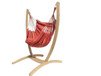 ensemble support et hamac chaise orange fond blanc