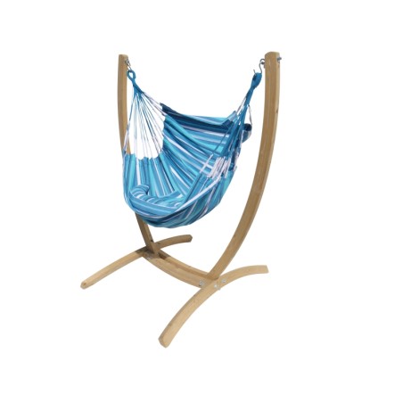 chaise hamac avec pied en bois fond blanc