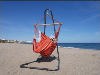 hamac chaise orange et support en métal