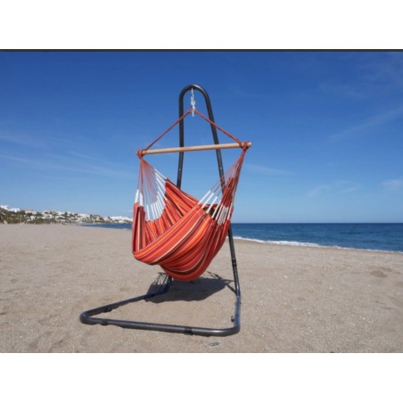 hamac chaise orange et support en métal