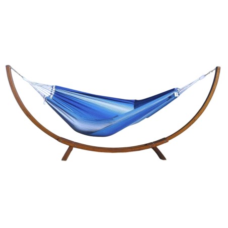 Hamac  L bleu avec support en bois L  sur fond blanc