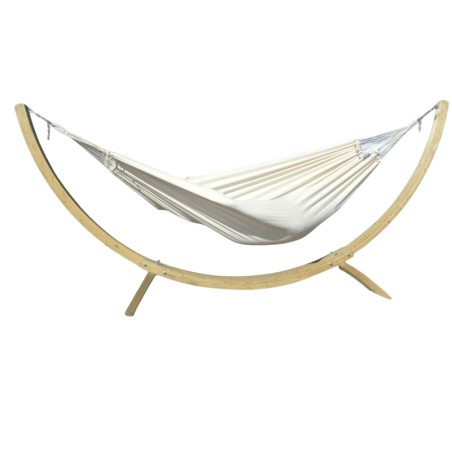 Hamac XXL ecru avec support sur fond blanc