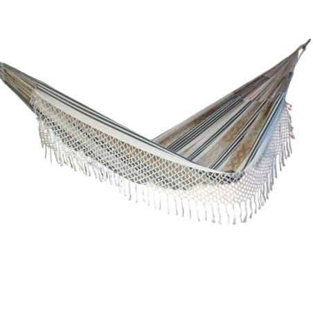 Hamac de luxe fait main beige multicolore sur fond blanc