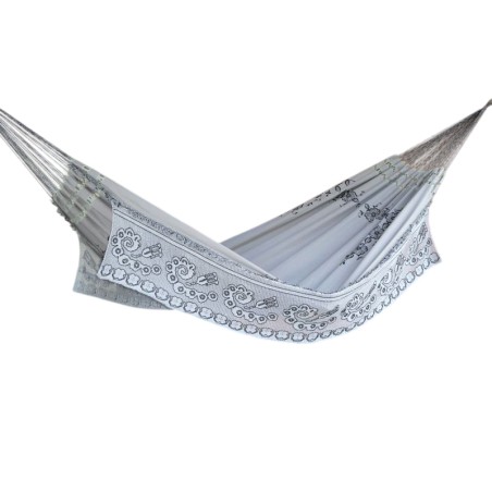 Hamac de luxe gris brode sur fond blanc