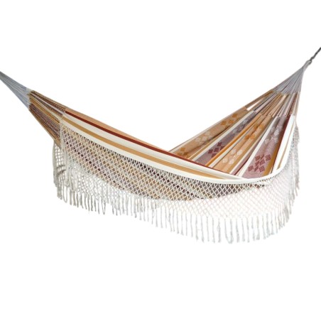 hamac grand de luxe ecru marron sur fond blanc