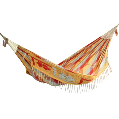 Hamac Wayúu multicolore grand de luxe sur fond blanc