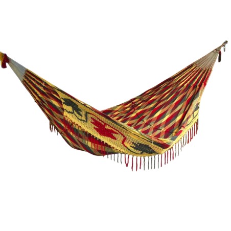 Hamac Wayuu rouge grand de luxe sur fond blanc