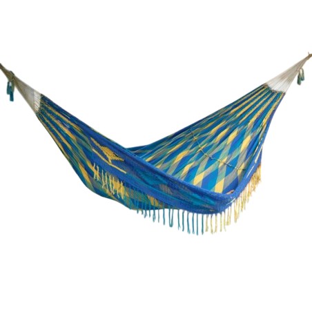 Hamac Wayúu multicolore grand de luxe sur fond blanc