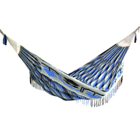 Hamac Wayúu multicolore grand de luxe avec franges sur fond blanc
