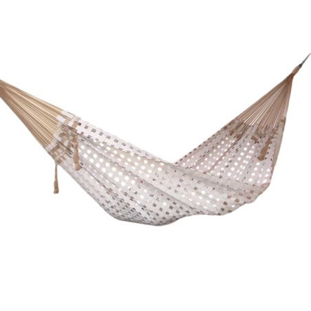 Hamac brésilien de luxe blanc avec marron sur fond blanc