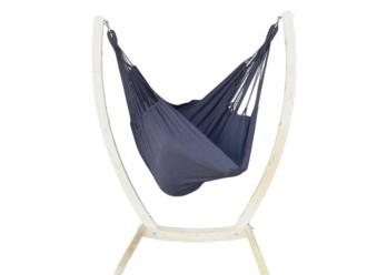 Silla hamaca negra XL con soporte de madera