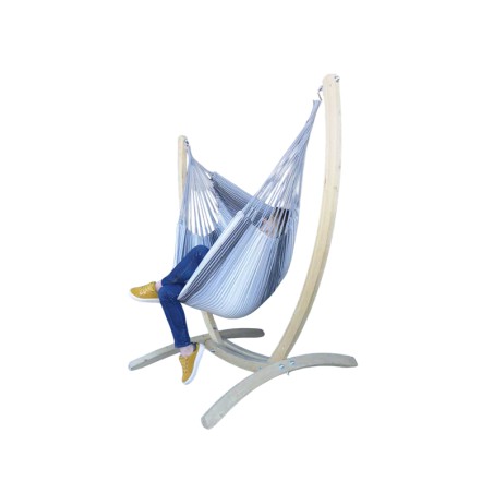 Hamac chaise XL gris multicolore sur pied sur fond blanc