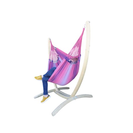 Hamac chaise rosas multicolore avec support sur fond blanc