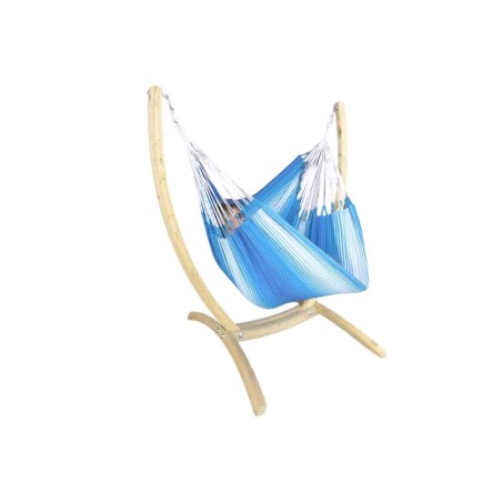 Hamac chaise bleu  avec support sur fond blanc