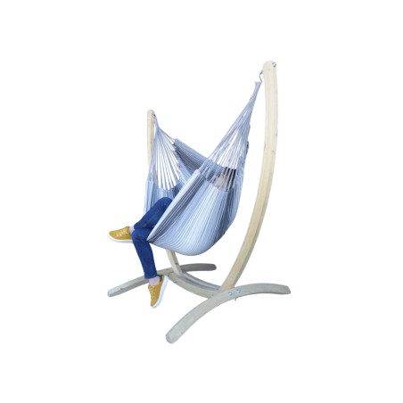 Hamac chaise gris multicolore avec support sur fond blanc