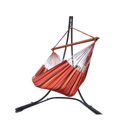 Hamac chaise multicolore avec support sur fond blanc