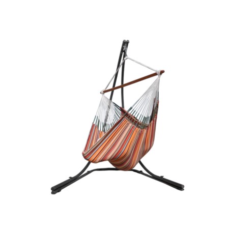 Hamac chaise multicolore marron avec support sur fond blanc