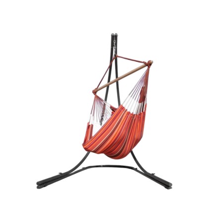 Hamac chaise orange multicolore avec support sur fond blanc