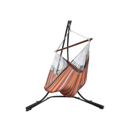 Hamac chaise multicolore avec support sur fond blanc