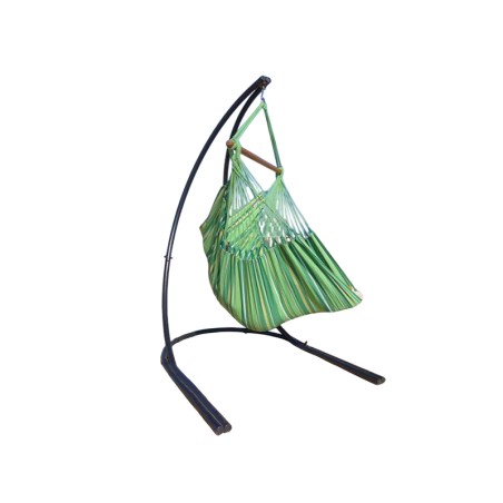 Hamac chaise vert multicolore avec support sur fond blanc