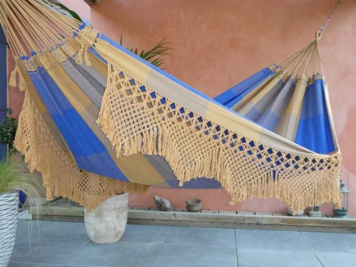 Hamac luxe bleu caramel