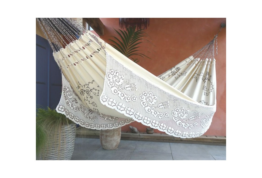 Hamac ivoire brodé